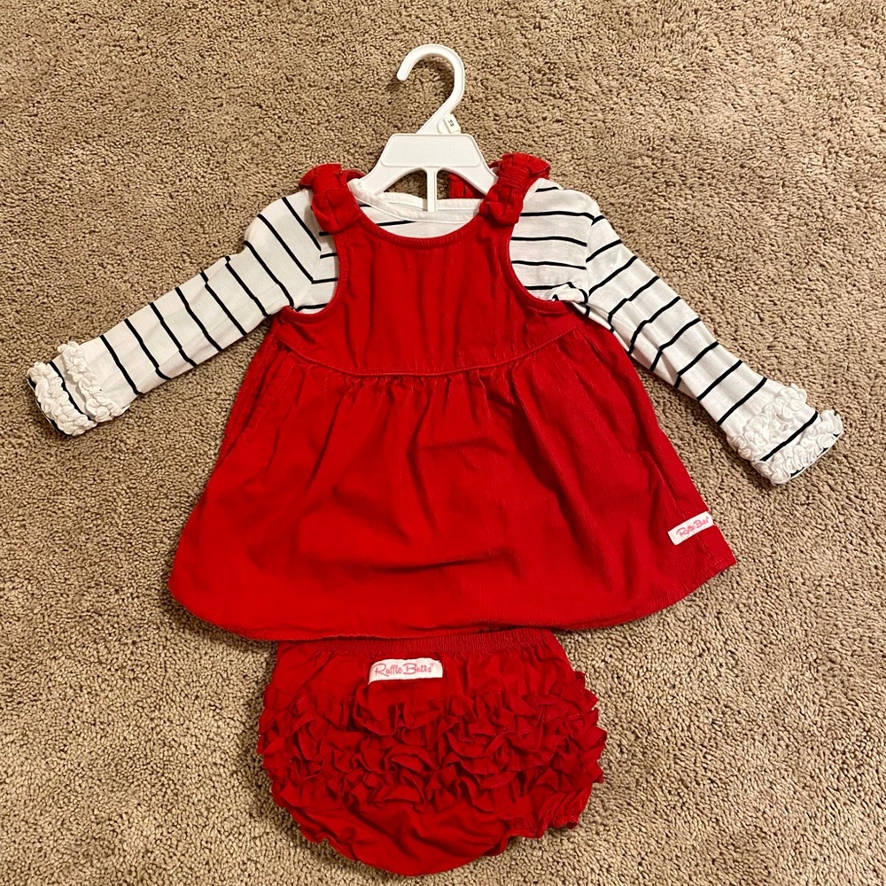 RuffleButts red corduroy dress with matching bloomers